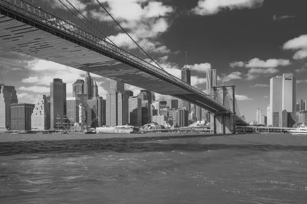 Cityscape Com Brooklyn Bridge Arranha Céus Nova York Eua — Fotografia de Stock