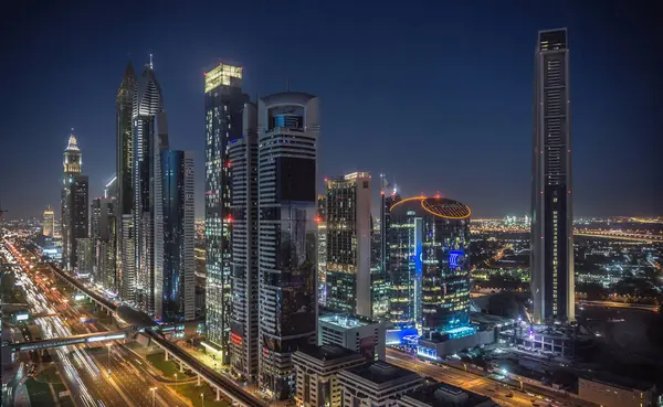 Cityscape Skyscraper Skyline Night Dubai United Arab Emirates — Stock Photo, Image