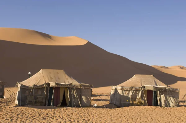 Obozie Namiotowym Erg Awbari Sahara Pustynia Fezzanu Libia — Zdjęcie stockowe