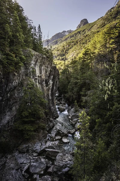 Paisaje Desfiladero Forestal Río Azul Cajón Del Azul Cerca Bolson — Foto de Stock