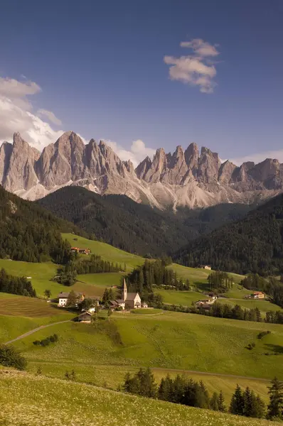 Táj Santa Maddalena Hegyek Funes Völgyben Dolomitok Olaszország — Stock Fotó