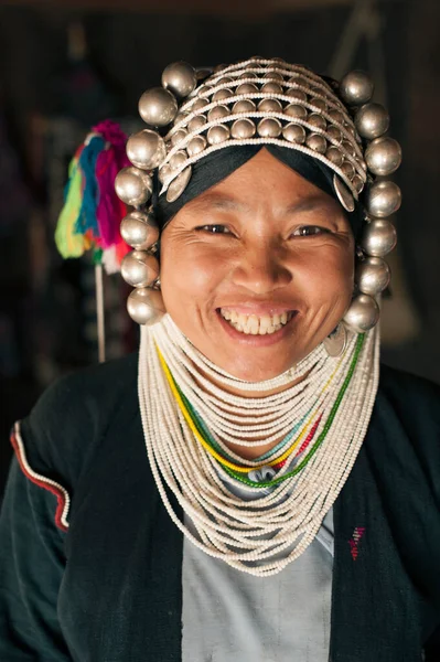 Retrato Akha Tribeswoman Shan State Keng Tung Birmânia — Fotografia de Stock