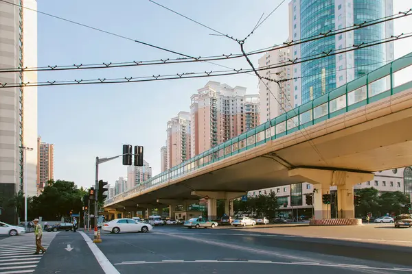 Autobahn Und Wolkenkratzer Shanghai Shanghai Municipality China — Stockfoto