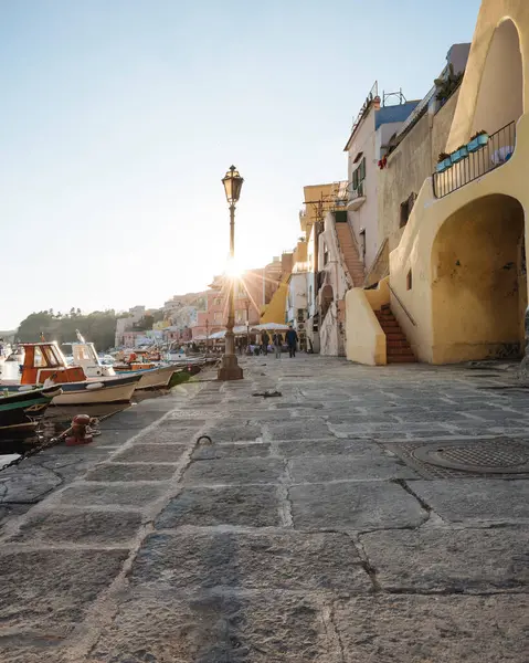 Restaurants Und Hafenboote Auf Der Insel Procida Camp — Stockfoto