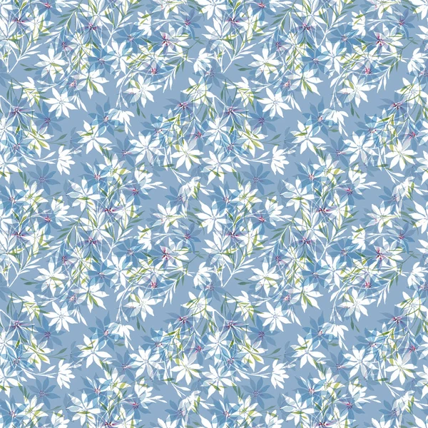Padrão Sem Costura Ilustração Aquarela Flores Clematis Azuis Suaves — Fotografia de Stock