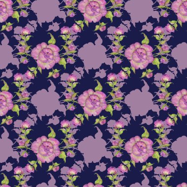 buket çiçek mor peonies, seamless modeli, suluboya resim. Pembe ve Lila renkler. Yazdırma için çizim kumaş, tekstil tasarımı, duvar kağıdı, ambalaj kağıdı, keten, iç tekstil