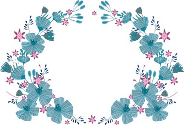 mavi çiçek, narin buket mavi ve pembe çiçek çelenk