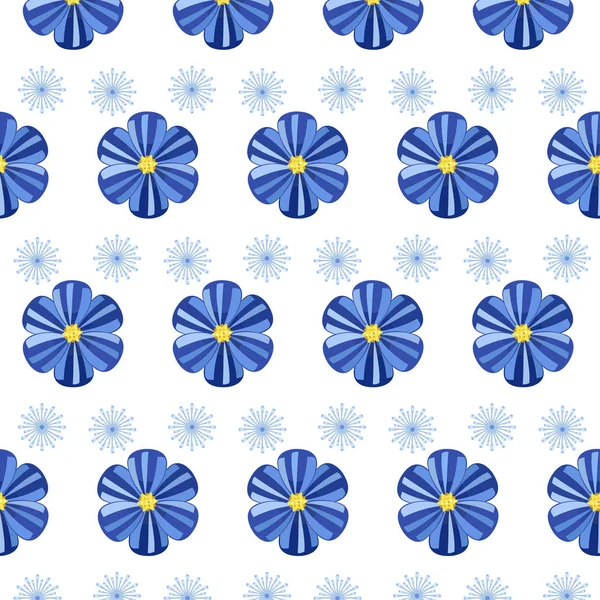 Flores simples azules, patrón sin costura vector , — Archivo Imágenes Vectoriales