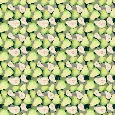 seamless modeli yeşil armut, suluboya illüstrasyon kaydırma, duvar kağıdı, kağıt, kumaş üzerine baskı için çizim