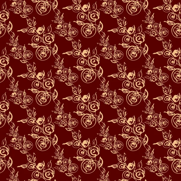 Delikátní Silueta Půvabných Růží Červeném Pozadí Vínové Vzor Bezešvé Romantický — Stock fotografie