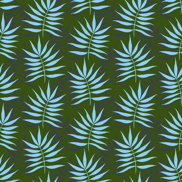 Blue Tropical Leaves Green Background Seamless Pattern Camouflage Drawing Printing — Stock Photo, Image