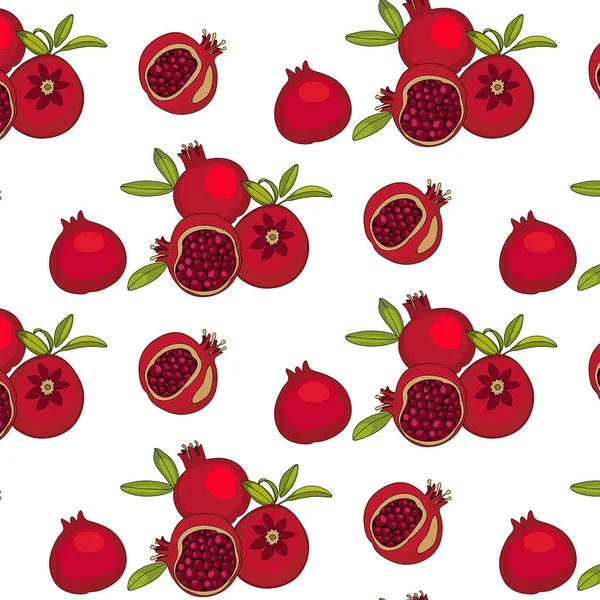 红色石榴水果，无缝图案，用于在织物、装饰、背景上打印. — 图库照片