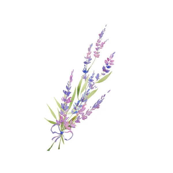 Watercolor lavender wreath of flowers, circle. floral provencal style ...