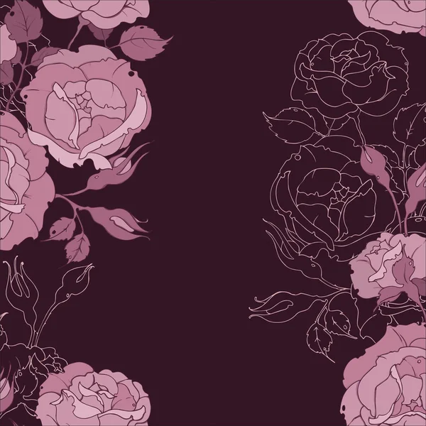 Patrón sin costuras con rosas rosadas tiernas cervatillo. Dibujo de flores y cogollos vector ilustración — Archivo Imágenes Vectoriales