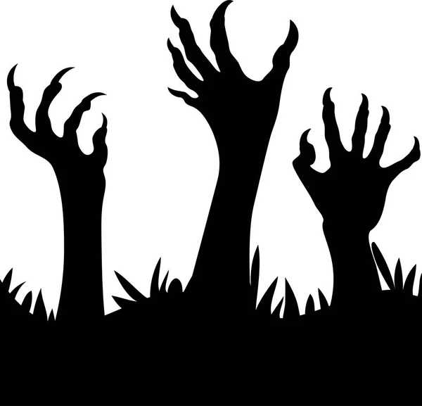 Zombie mains Silhouette. , mains effrayantes, épouvantails, décoration de fête d'Halloween — Image vectorielle