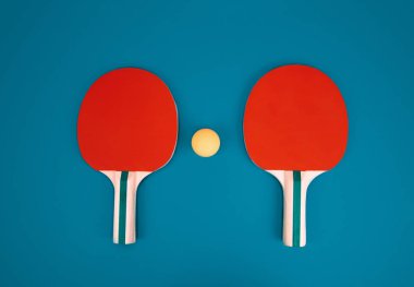 Masa tenisi veya ping pong raketleri ve ballse.