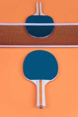 Masa tenisi veya ping pong raketleri ve topları.