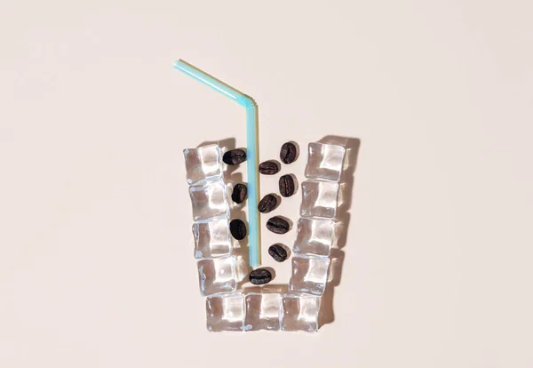 Stylish coffee setup. Cold brew, coffee with ice. — Stock Photo, Image