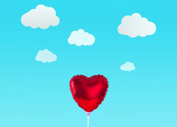 Beyaz arka plan üzerinde izole kırmızı kalp balon. — Stok fotoğraf