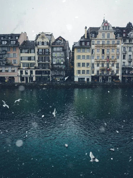 Lucerna en invierno. Suiza. Concepto de viaje . — Foto de Stock