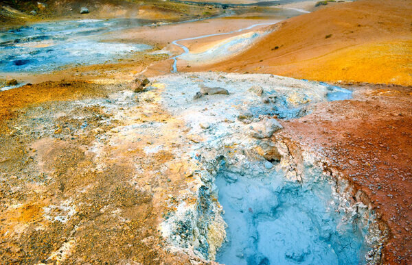 Fumarole field in Namafjall, Iceland.