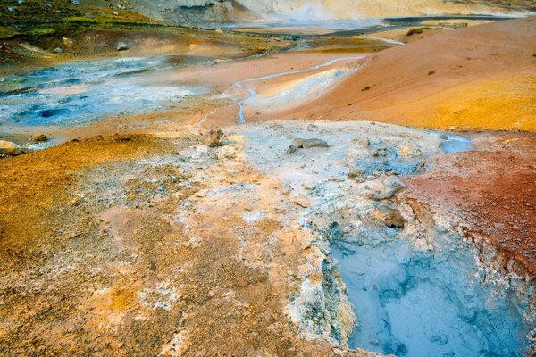 Fumarole field in Namafjall, Iceland.