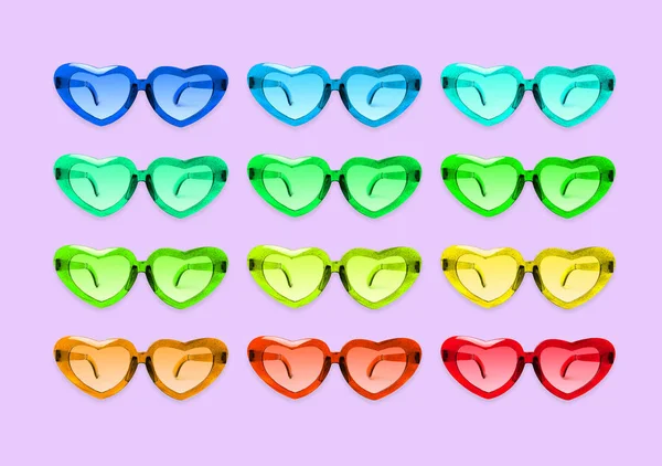 Mønster av hjerteformede solbriller . – stockfoto