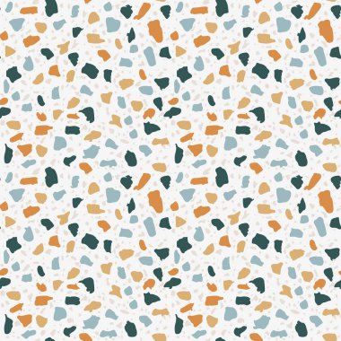 Terrazzo döşeme Dikişsiz beyaz desen. Taş, mermer vektör dokulu.