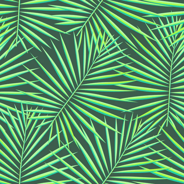 Tropical palm leaves pattern seamless background. Exotic fashion trendy floral foliage pattern. Seamless beautiful botany palm tree summer decoration design.Vector pattern print for swimwear wrapping. — Stock Vector