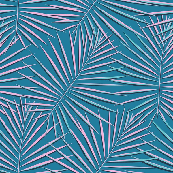 Tropical palm leaves pattern seamless background. Exotic fashion trendy floral foliage pattern. Seamless beautiful botany palm tree summer decoration design.Vector pattern print for swimwear wrapping. — Stock Vector