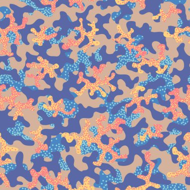 Moda model sorunsuz arka plan kamuflaj. Soyut serin askeri eğilim şekiller kamuflaj doku. Çocuk moda kumaş Tekstil için seamless modeli. Renkli modern tarzı. Paintball için kumaş