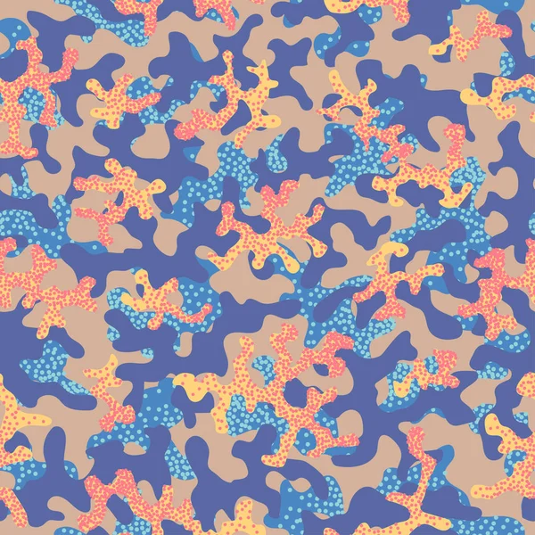 Moda model sorunsuz arka plan kamuflaj. Soyut serin askeri eğilim şekiller kamuflaj doku. Çocuk moda kumaş Tekstil için seamless modeli. Renkli modern tarzı. Paintball için kumaş