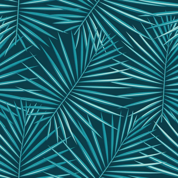 Tropický vzor bezproblémové pozadí. Palmové listy, moderní bezešvé letní tropické umění. Barevný trendy přírodní botanický potisk pro dekorační tkaniny, módní textil. Palmový list Vektorové tropické botaniky. — Stockový vektor