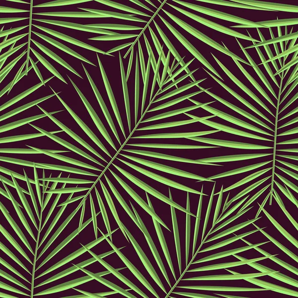 Tropik desenli, pürüzsüz bir arka plan. Palmiye yaprakları, modern, pürüzsüz tropik yaz sanatı. Dekorasyon kumaşı ve moda tekstili için renkli doğal botanik baskısı. Palmiye yaprağı. Vektör tropik bitkiler..