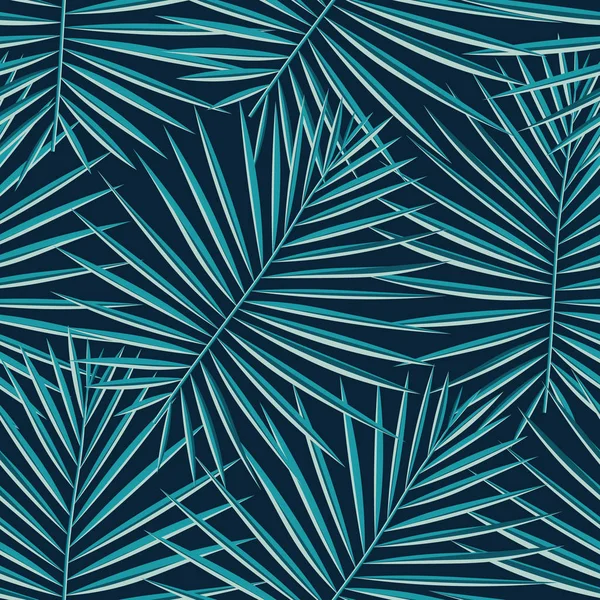 Tropik desenli, pürüzsüz bir arka plan. Palmiye yaprakları, modern, pürüzsüz tropik yaz sanatı. Dekorasyon kumaşı ve moda tekstili için renkli doğal botanik baskısı. Palmiye yaprağı. Vektör tropik bitkiler..