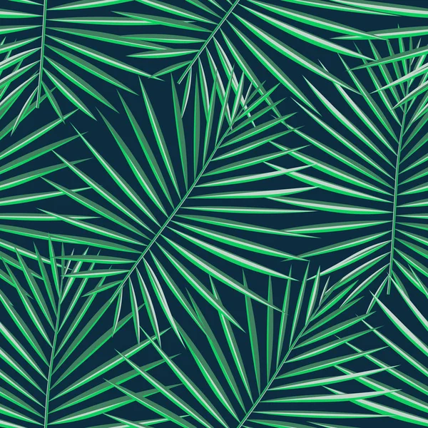 Tropik desenli, pürüzsüz bir arka plan. Palmiye yaprakları, modern, pürüzsüz tropik yaz sanatı. Dekorasyon kumaşı ve moda tekstili için renkli doğal botanik baskısı. Palmiye yaprağı. Vektör tropik bitkiler..