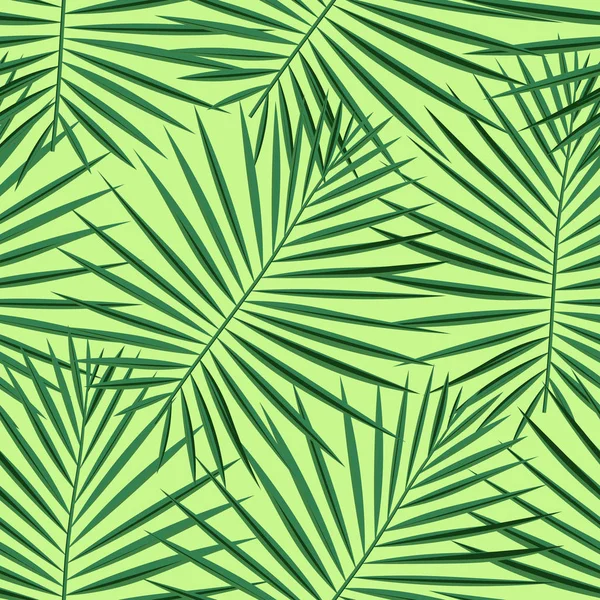Tropik desenli, pürüzsüz bir arka plan. Palmiye yaprakları, modern, pürüzsüz tropik yaz sanatı. Dekorasyon kumaşı ve moda tekstili için renkli doğal botanik baskısı. Palmiye yaprağı. Vektör tropik bitkiler.. — Stok Vektör