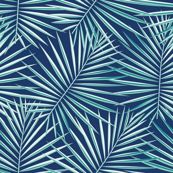 Tropikal palmiye desen sorunsuz arka plan bırakır. Egzotik moda trendy çiçek yeşillik desen. Sorunsuz güzel botanik palmiye ağacı yaz dekorasyon tasarım. Vektör desen kaydırma mayo için yazdırma