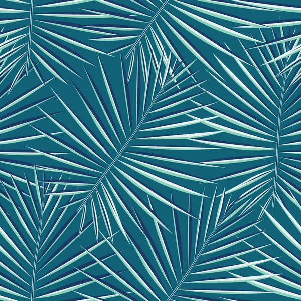 열 대 야 자 나뭇잎 패턴 완벽 한 배경. 이국적인 패션 유행 꽃 단풍 패턴입니다. 완벽 한 아름 다운 식물학 팜 트리 여름 장식 디자인입니다. 벡터 패턴 수영복 포장 인쇄. — 스톡 벡터
