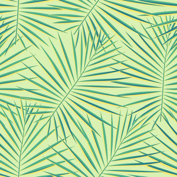 Trópusi Pálma levelek minta varratmentes háttérben. Egzotikus fashion divatos virág lombozat minta. Varrás nélküli gyönyörű botanika palm tree nyári dekoráció design. Vektor mintázat nyomtatása a fürdőruha csomagolás. — Stock Vector