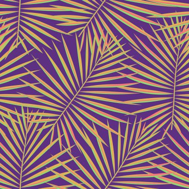 Tropikal palmiye desen sorunsuz arka plan bırakır. Egzotik moda trendy çiçek yeşillik desen. Sorunsuz güzel botanik palmiye ağacı yaz dekorasyon tasarım. Vektör desen kaydırma mayo için yazdırma.
