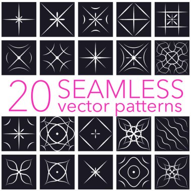 Geometrik desenler ayarlayın. Sorunsuz arka plan koleksiyonu. Basit soyut klasik çizgiler, noktalar, çizgiler, daireler öğeleri sanat, dekor kumaş moda tekstil baskı için. En az döşeme tarzı. Vektör çizim.