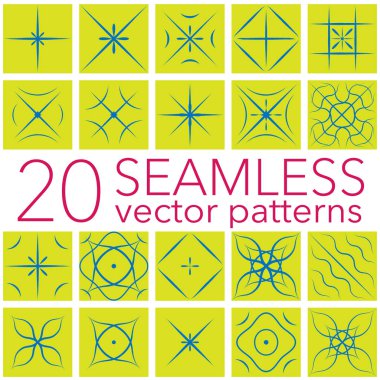 Geometrik desenler ayarlayın. Sorunsuz arka plan koleksiyonu. Basit soyut klasik çizgiler, noktalar, çizgiler, daireler öğeleri sanat, dekor kumaş moda tekstil baskı için. En az döşeme tarzı. Vektör çizim.