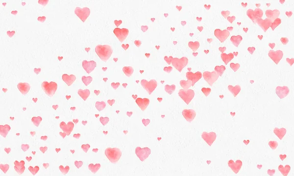 Καρδιά σχήματα ακουαρέλα φόντο. Ρομαντικό κομφετί παφλασμό. Φόντο με κομφετί καρδιά. Πτώση χαρτί κόκκινο και ροζ καρδιές. Ευχετήρια κάρτα γάμου. 14 Φεβρουαρίου. Εικονογράφηση διάνυσμα. — Φωτογραφία Αρχείου
