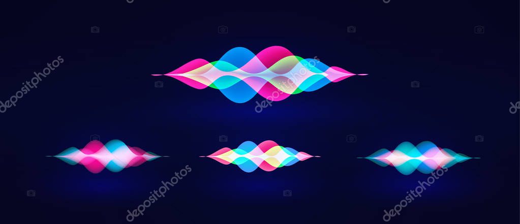 Personal assistant voice recognition concept. Artificial intelligence technologies. Sound wave logo concept for voice recognition application, website background. Home smart system assistant. Vector