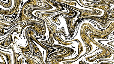 Mermer altın doku sorunsuz arka plan. Soyut altın siyah beyaz lüks model. Sıvı sıvı akışı etkisi kapak, kumaş, tekstil, kaydırma veya yazdırma için Ebru. Dikişsiz desen, arka plan.