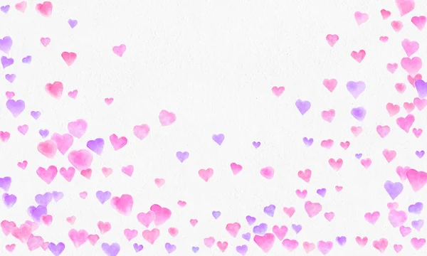 Καρδιά σχήματα ακουαρέλα φόντο. Ρομαντικό κομφετί παφλασμό. Φόντο με κομφετί καρδιά. Πτώση χαρτί κόκκινο και ροζ καρδιές. Ευχετήρια κάρτα γάμου. 14 Φεβρουαρίου. Εικονογράφηση. — Φωτογραφία Αρχείου