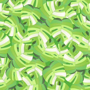 Tropik palmiye yaprakları pürüzsüz arka plan bırakır. Egzotik çiçek desenli yaprak deseni. Kusursuz güzel botanik palmiyesi yaz dekorasyonu tasarımı. Tekstil mayo kalıbı. Vektör.