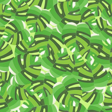 Tropik palmiye yaprakları pürüzsüz arka plan bırakır. Egzotik çiçek desenli yaprak deseni. Kusursuz güzel botanik palmiyesi yaz dekorasyonu tasarımı. Tekstil mayo kalıbı. Vektör.