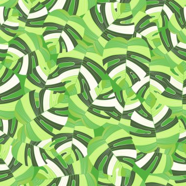 Tropik palmiye yaprakları pürüzsüz arka plan bırakır. Egzotik çiçek desenli yaprak deseni. Kusursuz güzel botanik palmiyesi yaz dekorasyonu tasarımı. Tekstil mayo kalıbı. Vektör.